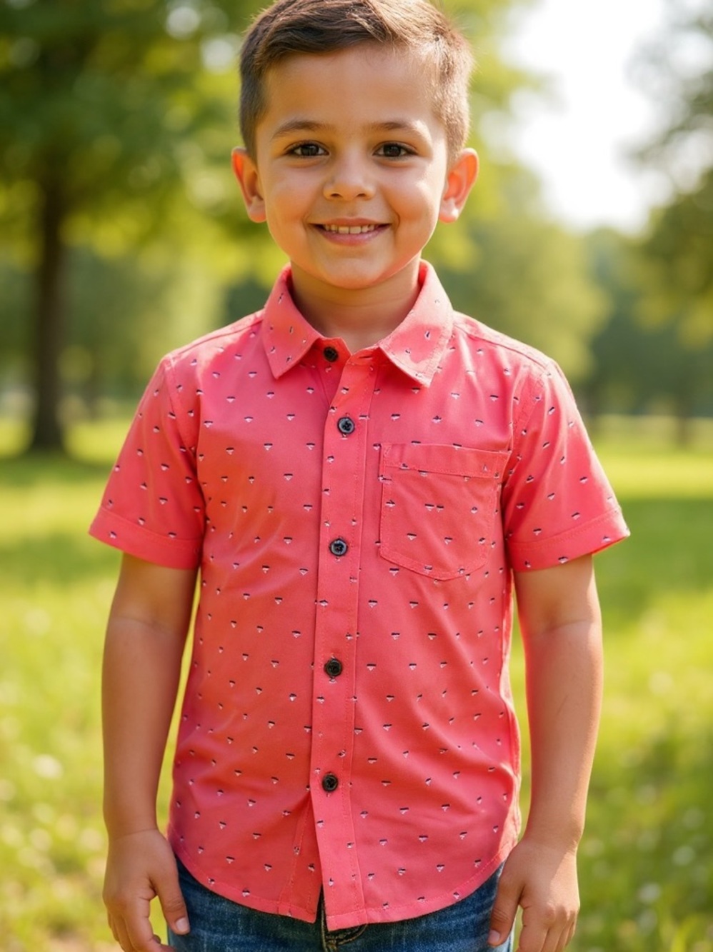 The Children's Place Boys Pink Short Sleeve Button Down Shirt Sz 3T